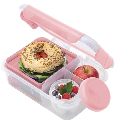 Smash Bento Safe Lunch Box, Pink, 1.6 Liter Capacity | Sandwich tray & yoghurt Pot