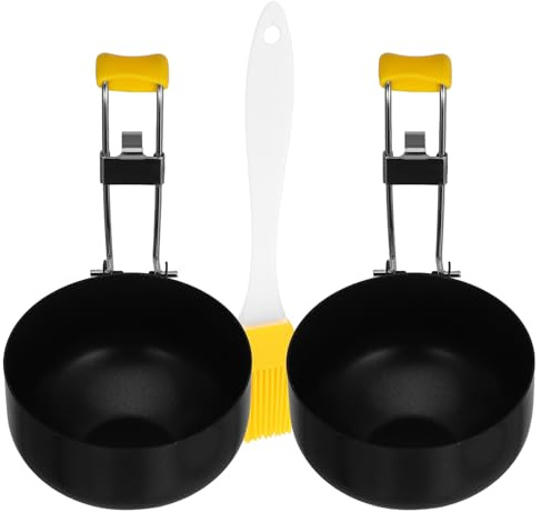 Genérico Anillos Plegables Antiadherentes para Huevos Pochados, Molde Redondo de Acero Inoxidable Resistente al Calor con Cuchara para Cocinar Huevos Escalfados en Cocina Doméstica, 2