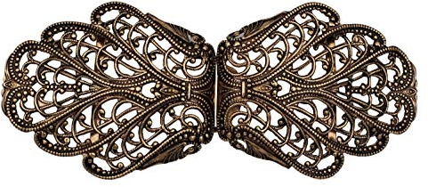 Hartmann-Knöpfe elegante gold antik Trachten Schürzen Dirndl Schliesse Schnalle Verschluss Haken Metall 100mmx40mm, made in Germany, (1 Stück)