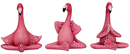 Design Toscano QL60051 Yoga-Statuen, Motiv: Zen der rosa Flamingos, vollfarbig