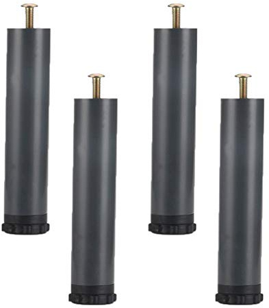 4 Gambe per Mobili Piedini Letto Gambe Cilindriche Piedini per Mobili Regolabili Gambe per Mobili Acciaio Piedi di Supporto Del Letto Accessori per Giroletto Piedi per Mobili con Viti,Grigio(25cm)