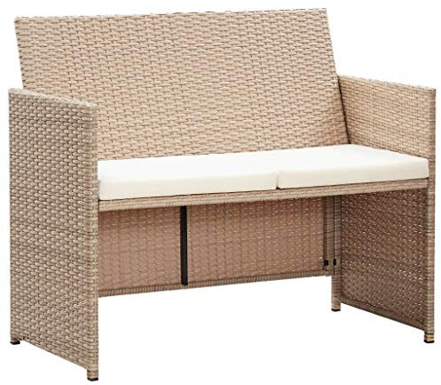 Tidyard 2-Sitzer-Sofa Gartensofa mit Polstern aus Poly Rattan,Poly-Rattan-Garten-Sofagarnitur Terrassensofa-Set Lounge Sessel Gartenm?Bel 100 x 56 x 85 cm Mit 1 x Sofa,2 x Sitzpolster