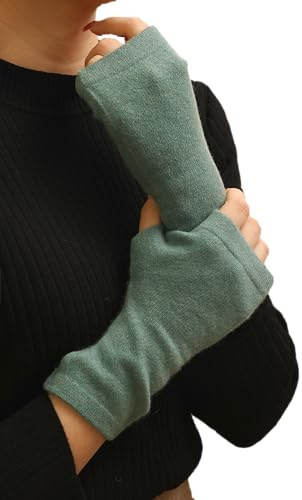 Prettystern reine Kaschmir Cashmere Pulswärmer Hand-Stulpen handgelenk-wärmer Damen Fingerlose wrist warmers Handschuhe Türkis-grün