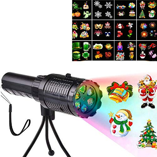 Christmas Projector LED Lights,12 Slides Light LED Projector Lamp Landscape Lamp Xmas Party Decorations Spotlight for Outdoor Indoor Party, Christmas, Halloween,Birthday