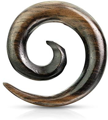beyoutifulthings Dehn-Spirale Ebenholz gestreift Dehnstab Dehnanhänger Dehnungs-Schnecke Dehnungs-Sichel Ohr-Piercing Ohr-Schmuck 3-12mm