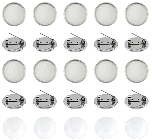 UNICRAFTALE 30 Sets 20mm Flache Runde Brosche Pin Mit Glas Cabochons Edelstahl Brosche Lünette Tabletts DIY Brosche Herstellung Kits Für DIY Schmuckherstellung Ergebnisse Edelstahl Farbe