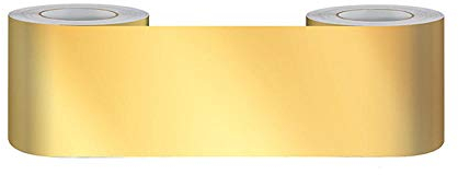 Tapeten Bordüre Selbstklebend Goldener Spiegel5cmX500cm Sockelleiste Wandaufkleber Wasserdicht Taille Linie Aufkleber PVC Rand Wandaufkleber Wohnzimmer Dekor