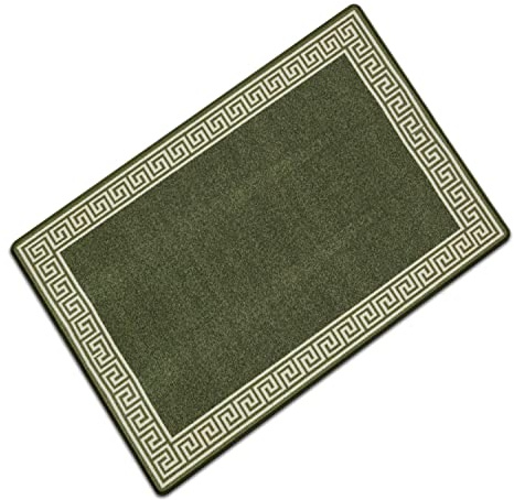Rugs Shop Door Mats Indoor Non Slip Mat Carpet Runners for Hallways Geometrical Border Low Profile Washable Runner Rug for Kitchen, Front Door Hall Hallways Living Room (66 x 110 cm, Green Cream)