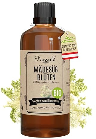 NEU! Auwald Mädesüß Blüten Tropfen BIO – Hochwertiger Auszug, Extrakt, Essenz & Tinktur – 100% BIO Landwirtschaft, Frei von künstlichen Zusätzen und Farbstoffen, Hergestellt in Österreich – 100ml