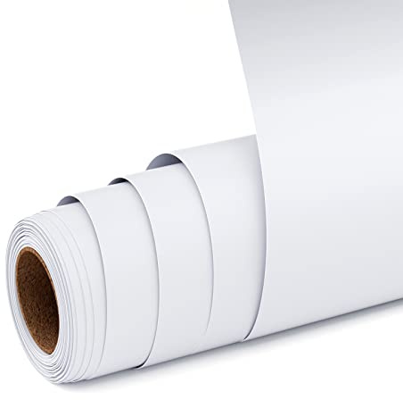 UIOK Vinile Adesivo 12 x 15ft Vinil Permanente Adesivo per Plotter da Taglio, Matte Bianco Vinile Rotolo Pellicola in Vinil Plotter per Regali Fai Da Te (Bianco)