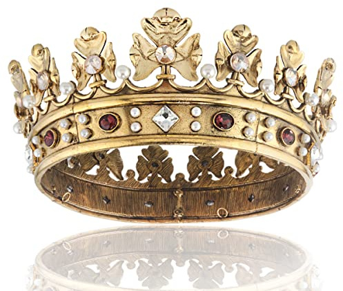 Barock Königskrone Herren Metall Prinz Haarkrone Vollkreis Geburtstag Party Haarschmuck für Cosplay Prom Quinceanera