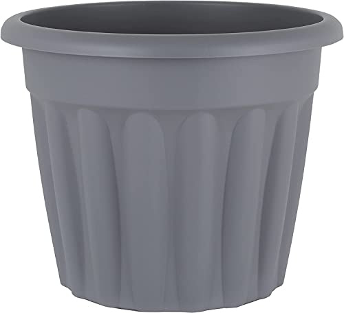 JMS we create smile 1 x 50cm Large Upcycled Grey Plastic Round Planter Indoor/Outdoor Plant Pot Lightweight & Weather Resistant Garden Planters Plant Herb Flower Nursery Pot Gardening