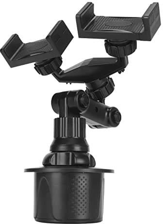 Support de Téléphone Double pour Porte-gobelet de Voiture, Support de Téléphone de Voiture Rotatif à 360 Degrés, avec Base Réglable, Support Universel pour Téléphones de 3 à 7