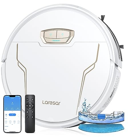 Laresar Saugroboter mit Wischfunktion, 4000Pa Staubsauger Roboter 150 Mins Max, saugroboter Evol 3s ideal für Hartböden Tierhaare Teppiche, Roboterstaubsauger 3 in 1, App, WLAN
