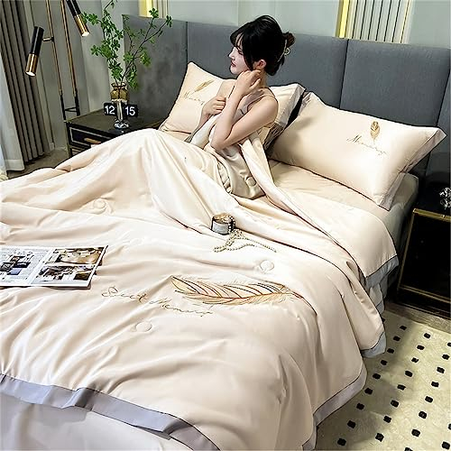 SHAIYOU Sommer Bettdecke Aus Baumwolle Und Mikrofaser,Sommerbettdecken Ohne Bezug Nutzbar, Leichte Weiche Decke (G,200 * 230CM)