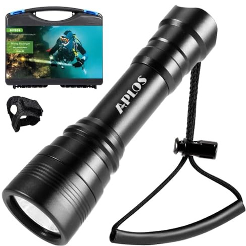 Aplos S2 3000 lúmenes 4 modos de iluminación lámpara de buceo sumergible impermeable LED linterna de buceo luces de seguridad con batería y cargador para buceo y guante de buceo