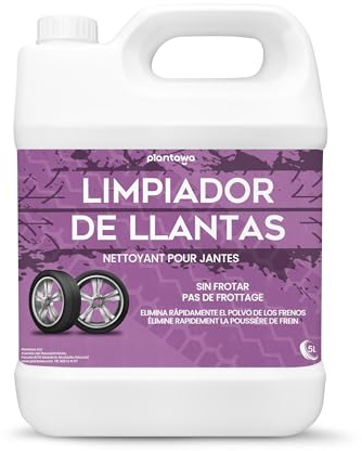 Plantawa Limpia Llantas Coche 5 Litros, Cuidado del automóvil, Profesional para Autos, Sin frotar, Limpieza y Descontaminante Suciedad para llantas, Productos Limpieza Coche y Moto.