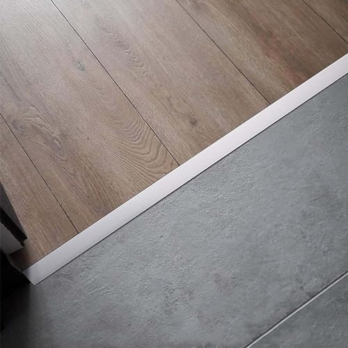 DECAKE Übergangsleiste von Holz zu Fliesen, T-Form-Bodenkantenleiste, Fugennahtabdeckung für Laminatböden, extra Lange Abdeckleisten, schneidbar (Farbe: Silber) (Null Silber)