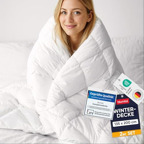 Blumtal Winterdecke 135x200 cm im 2er Set - Oeko-TEX zertifizierte Bettdecke 135x200 cm - extra Dicke Winter Decke - Steppdecke Winter - Steppbettdecke waschbar 95 °C - Füllmenge 400gsm