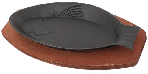 IMIKEYA Fischkochpfanne 30,5x13,5cm Gusseisen Antihaftbeschichtet Für Induktions Und Gasherde Grillpfanne Für Steak Und Gemüse