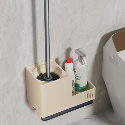 Scopino WC Silicone, Spazzolone Bagno WC in Acciaio Inox, Scopino Bagno Autopulente A Manico Lungo con Supporto, Set di Scopettino for WC in Silicone, Montaggio A Parete/in Piedi