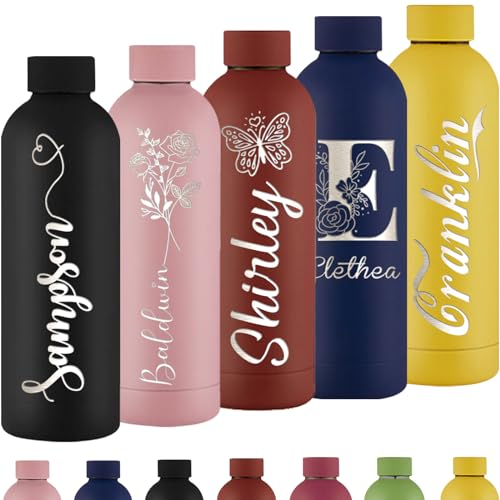 Personalisierbare Wasserflaschen, Sportflaschen, personalisierbar, Namens-Logo, Foto, 473 ml, isolierter Becher, Edelstahlflasche, hält kalt, heiß, Büro, Geburtstagsgeschenk, für Männer und Frauen, 7