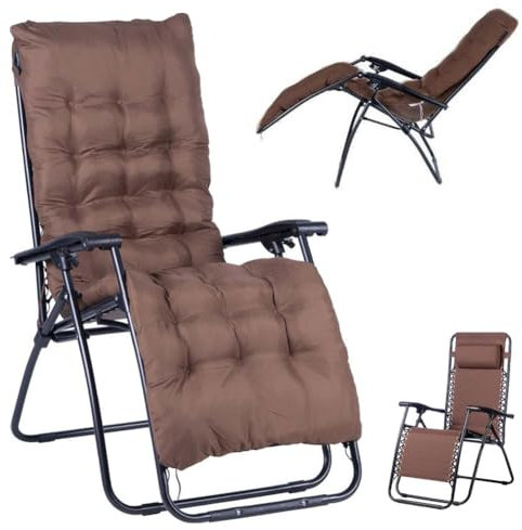 Shally Dogan Sedia Gravità Zero da Giardino, Sdraio per Esterni Pieghevole Salvaspazio Struttura Tubolare in Metallo Reclinabile, Seduta in Textilene Mare, Spiaggia (Marrone)
