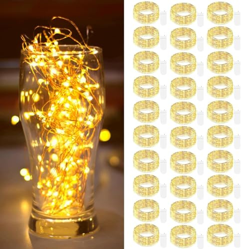 btfarm Fairy String Lights Battery Operated, 2M 20 LED | Waterproof Silver Wire Small Lights Battery Powered, Mini Christmas Light Indoor Outdoor Decor for Jars Bedroom Party