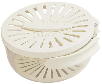 MagiDeal 2 in 1 Fruit Container Drain Basket with Folding Handle Fruits Keeper Container Fruit Storage Containers for Fridge Fruit Washer Draining Basket with Lid Fruit Saver Fruit Drainer Bowl, White