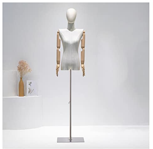 asdchZen Weiblicher Schaufensterpuppen-Torso, Körperschaumodell Mit Abnehmbarem Kopf, Ausstellungsständer Für Gebrauchte Kleidung Für Die Heimdekoration, Bekleidungssch,Silver,One Size