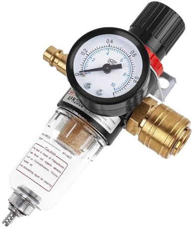 Casenly Druckminderer Druckluft, 1/4 Zoll Druckluft Wartungseinheit Druckluft Regler Kompressor Zubehör mit Wasserabscheider und Schnellkupplungen für Druckluftfilter Kompressorfilter Luftwerkzeuge