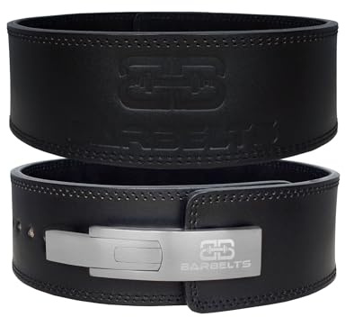 BARBELTS Premium Fever Belt Onyx - Steel Buckle, cintura Powerlift, 100% pelle, cintura per sollevamento pesi, cintura per allenamento della forza adatta per uomini e donne (10 mm - nero, M)