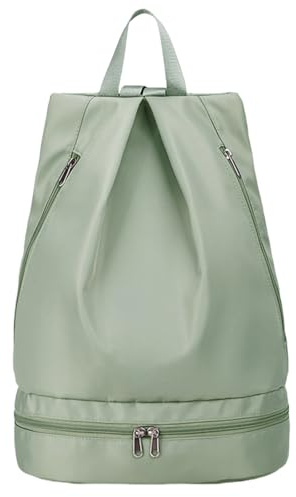 FAVORTALK Sportbeutel Turnbeutel Jungen Wasserdicht Nylon - Trocken-Nass-Trennung Große Kapazität Grün Sport Rucksäcke Schnürrucksack für Damen - JSB10322