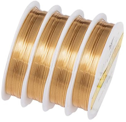 Draht zur Schmuckherstellung, 4 Rollen Perlendraht, Kupferdrahtrolle zur Schmuckherstellung Kupferdraht, 0,3/0,5/0,6/0,8/1mm für die Schmuckherstellung zum Selbermachen