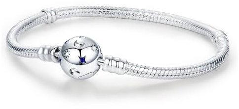 KEQ Bracciale Donna placcato in argento, con maglia snake e chiusura Adatto per Ciondolo