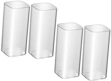FELTECHELECTR 4pezzi Tazza in Vetro Trasparente Quadrata Bicchiere Per Acqua Succhi Di Frutta Cocktail Caffè Tè Freddo Uso Quotidiano Casa Ufficio Feste