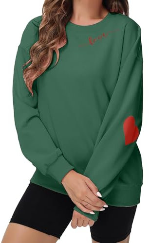 Generisch Valentine's Day Sweatshirt Women Cute Love Heart Graphic Long Sleeve Shirts Casual Crewneck Pullover Tops Loose Fit Hoodie Herz Print Herbstmode Sweatshirt Top Langarmshirt Pullove Freizeit