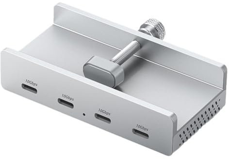 Lbvzxkad HUB USB 3.2 de 4 Puertos, Adaptador Divisor USB 3.2 de Aluminio, Concentrador Múltiple con Clip, Accesorios para PC de 10 G, A