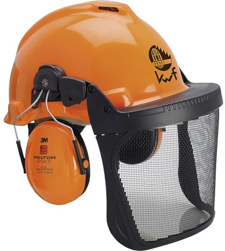 3M Accessoires forestiers - Casque forestier avec visière et Protection auditive, Convient pour Les Tours de tête de 53 à 62 cm, HDPE Orange