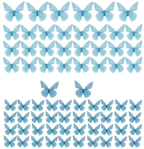 Ieron 72 Adornos De Mariposa para Cupcakes, Oblea De Papel, Adorables Adornos De Mariposa para Tartas De Boda O Cumpleaños, Suministros De Decoración para Tartas, Azul