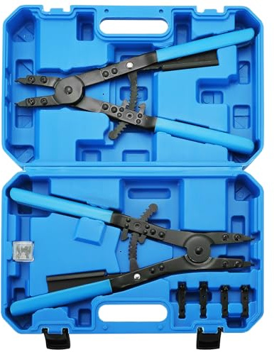 DASBET 16 Snap Ring Plier Set 2PCS | Heavy Duty External and Internal Pliers, Straight, 45°, 90° Tips Circlip Pliers with Straight and Angled Jaws to Install and Uninstall the Snap Rings