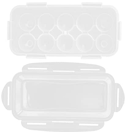Operitacx Plastic Egg Box with Lid 10-grid Refrigerator Egg Holder Portable Fridge Storage Container for Home Organizer