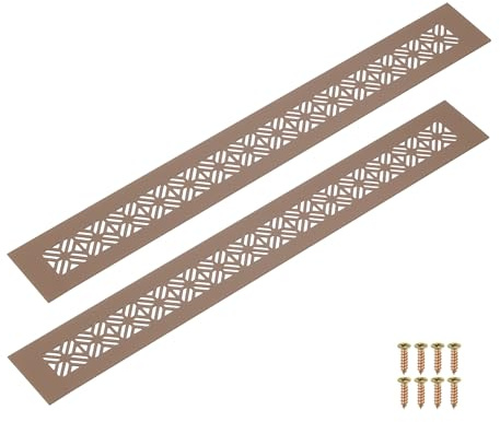 sourcing map 2 rejillas de ventilación de aleación de aluminio, 400 x 50 mm / 15,7 x 2 rejilla de ventilación rectangular con lamas con cubierta y tornillos de montaje para puerta de armario ropero