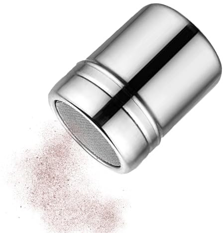 Esparcidor de azúcar en polvo de acero inoxidable, con colador fino y tapa, espolvoreador de harina de malla fina, para azúcar, sal, especias