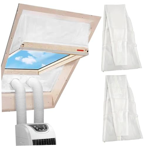 Portable Air Conditioner Window Kit 90.6in Windproof Portable AC Window Seals Waterproof Zipper Opening Fastening Tape AC Vent Kit, Large