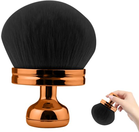 Foundation Brush Large, Liquid Blush & Face Cream Application Synthetic Fiber Makeup Brushes for Sunscreen Self Tanner Concealer Brush Bronzer Brush, Dark Rose Gold Handle & Black Bristles