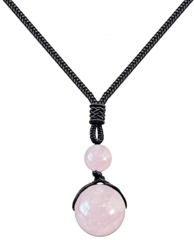 cotigo - colgante de piedra natural de Bola 14mm, Collar Pierdra Semipreciosa para Mujer y Hombre, Con Cordón Ajustable. Amuleto de suerte y proteccion, contra mal de ojo, regalo original.