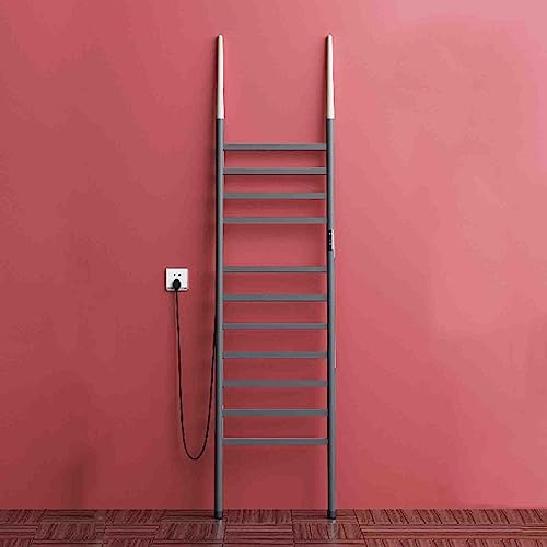 SGKOMN Scaldasalviette Elettrico, radiatore da Bagno, scaldasalviette Moderni, portasciugamani da Terra in Acciaio Inox con Timer, Grey1-220V Left Line