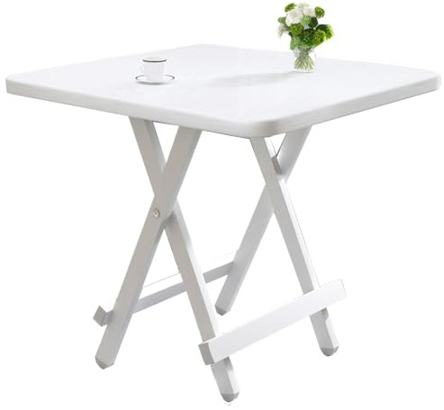 Tavolo pieghevole portatile, compatto, quadrato, in legno, per casa, ufficio e sala da pranzo, 2-6 posti, design pieghevole, per campeggio, picnic, cortili, 70 cm, bianco