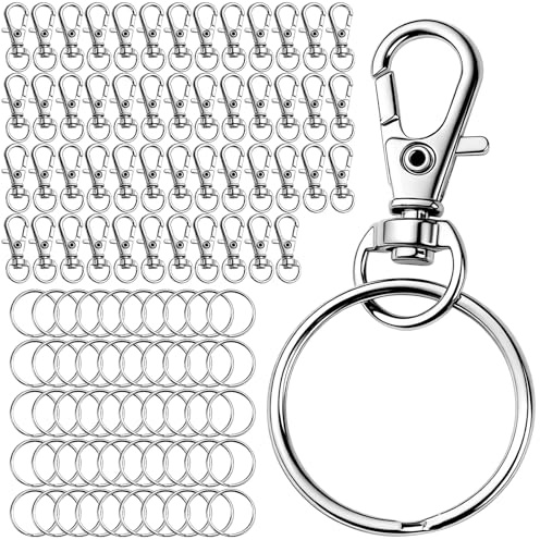 100 Karabiner Schlüsselanhänger Schlüsselringe Klein 50 Karabinerhaken 50 Metall Schlüsselanhänger Ringe Selber Machen Karabinerhaken mit Drehgelenk Keychain für Basteln Anhänger Diy Silber